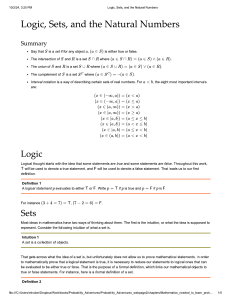 Logic, Sets, and the Natural Numbers