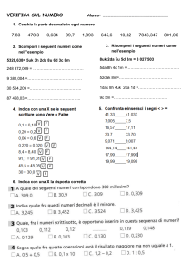 verifica bimestrale sul numero (CLASSE QUINTA)