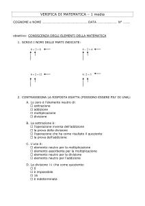 Verifica facilitata matematica 1 media Proprietà delle operazioni