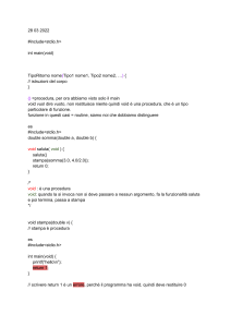 Programmazione C: Funzioni, Procedure e Passaggio Parametri